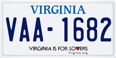 VA license plate VAA1682