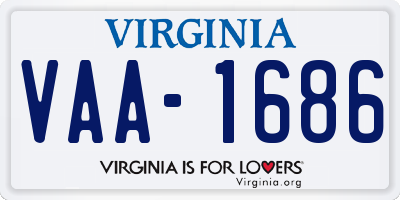 VA license plate VAA1686