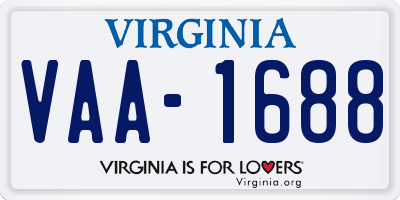 VA license plate VAA1688