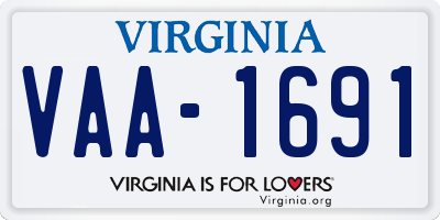 VA license plate VAA1691