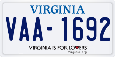 VA license plate VAA1692