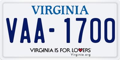 VA license plate VAA1700