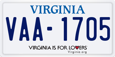 VA license plate VAA1705