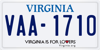 VA license plate VAA1710