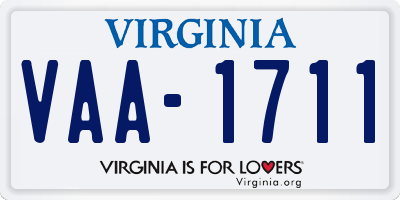 VA license plate VAA1711