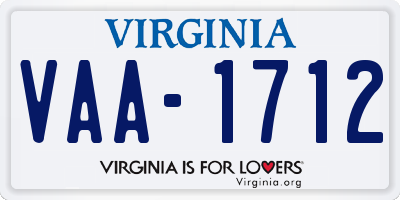 VA license plate VAA1712