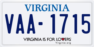 VA license plate VAA1715