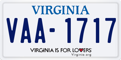 VA license plate VAA1717