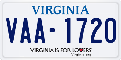 VA license plate VAA1720
