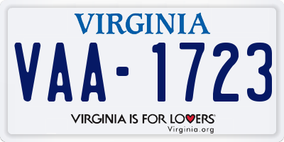 VA license plate VAA1723