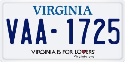 VA license plate VAA1725