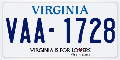 VA license plate VAA1728