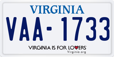 VA license plate VAA1733