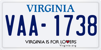 VA license plate VAA1738