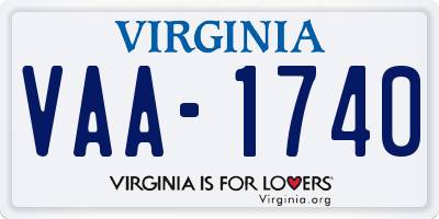 VA license plate VAA1740