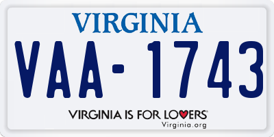 VA license plate VAA1743