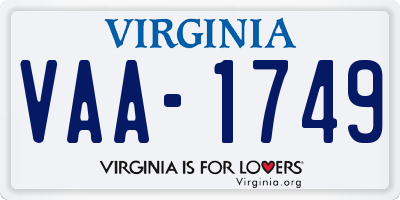 VA license plate VAA1749