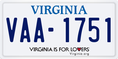 VA license plate VAA1751