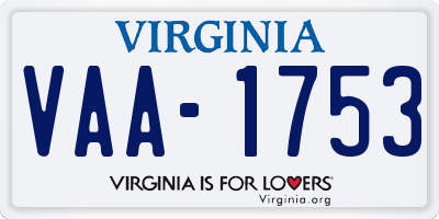 VA license plate VAA1753