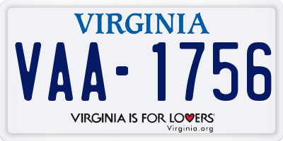 VA license plate VAA1756