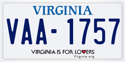 VA license plate VAA1757