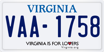 VA license plate VAA1758