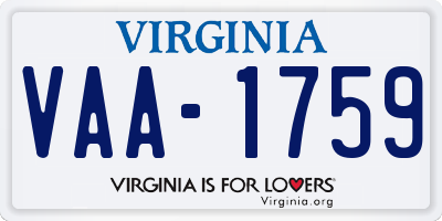 VA license plate VAA1759