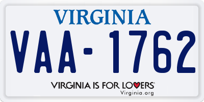 VA license plate VAA1762