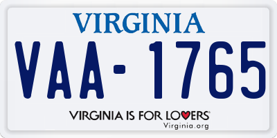 VA license plate VAA1765