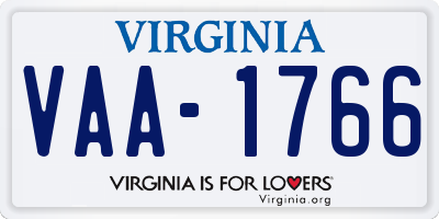 VA license plate VAA1766