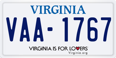 VA license plate VAA1767