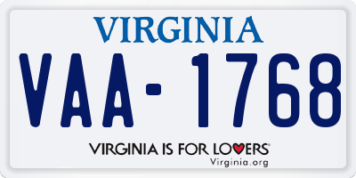 VA license plate VAA1768