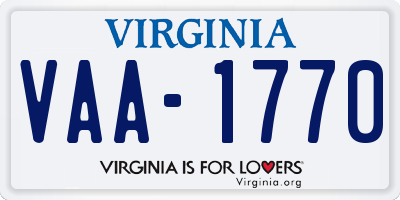 VA license plate VAA1770