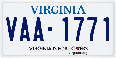 VA license plate VAA1771