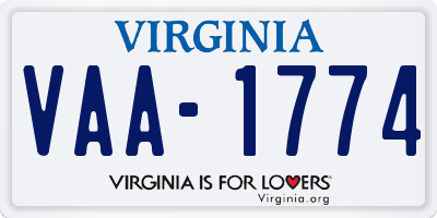 VA license plate VAA1774