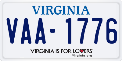 VA license plate VAA1776