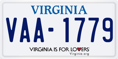 VA license plate VAA1779