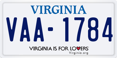 VA license plate VAA1784