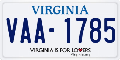 VA license plate VAA1785