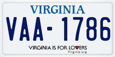 VA license plate VAA1786