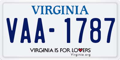 VA license plate VAA1787