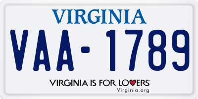 VA license plate VAA1789