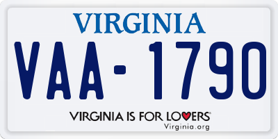 VA license plate VAA1790