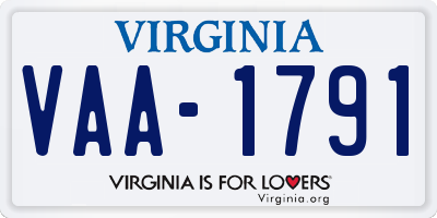 VA license plate VAA1791