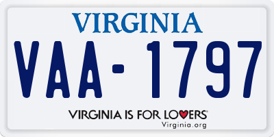 VA license plate VAA1797