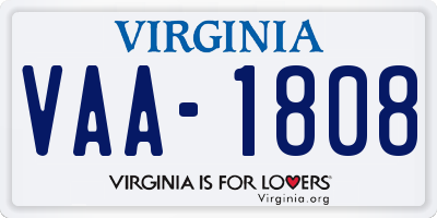 VA license plate VAA1808