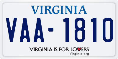 VA license plate VAA1810