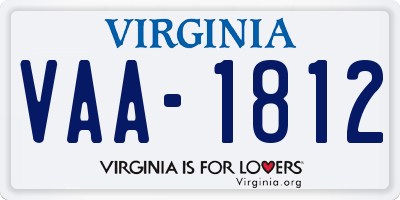 VA license plate VAA1812