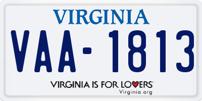 VA license plate VAA1813