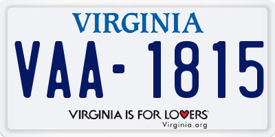 VA license plate VAA1815